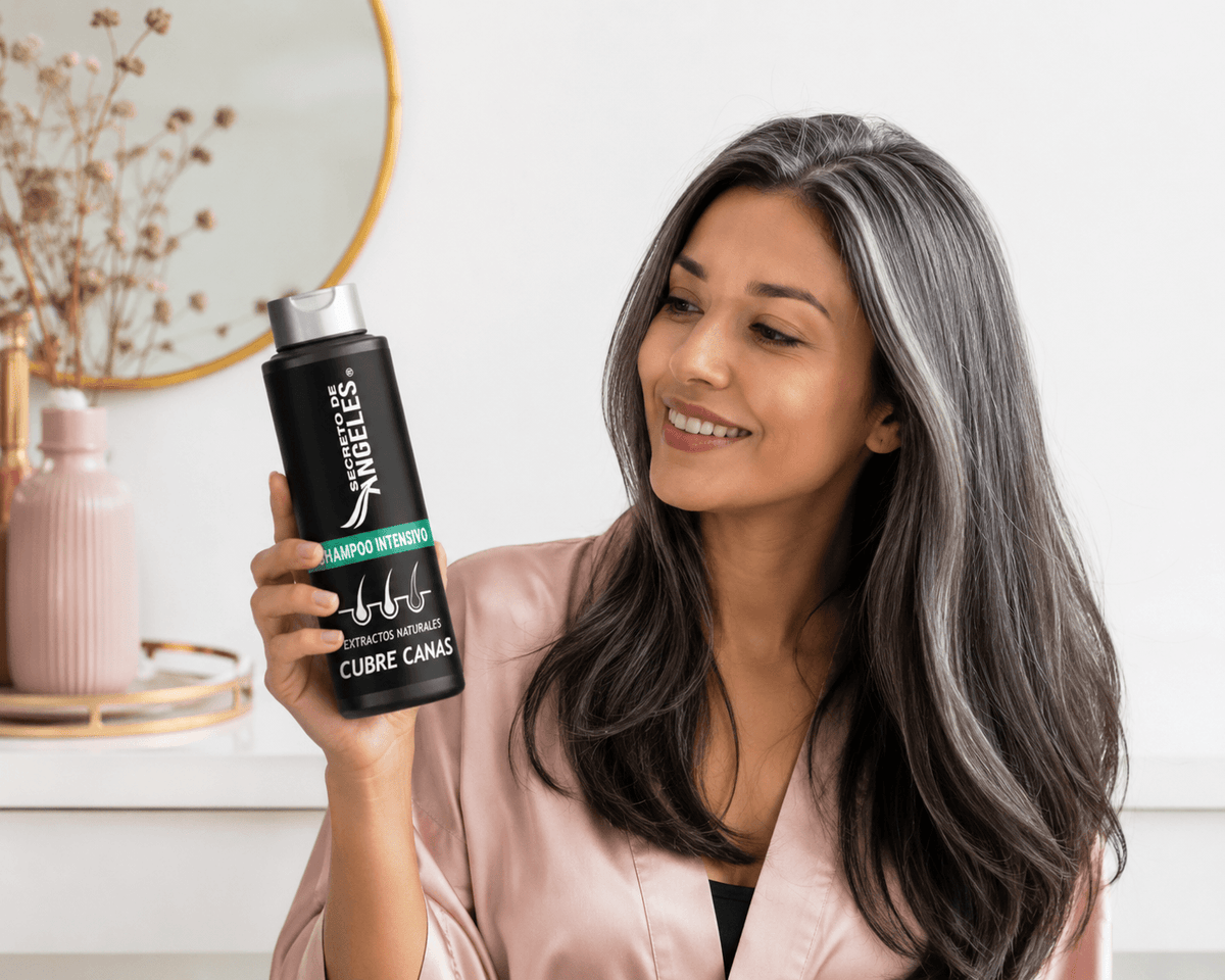 SHAMPOO CUBRE CANAS NATURAL + 2 OBSEQUIOS GRATIS – RECUPERA TU COLOR Y BRILLO SIN TINTURAS