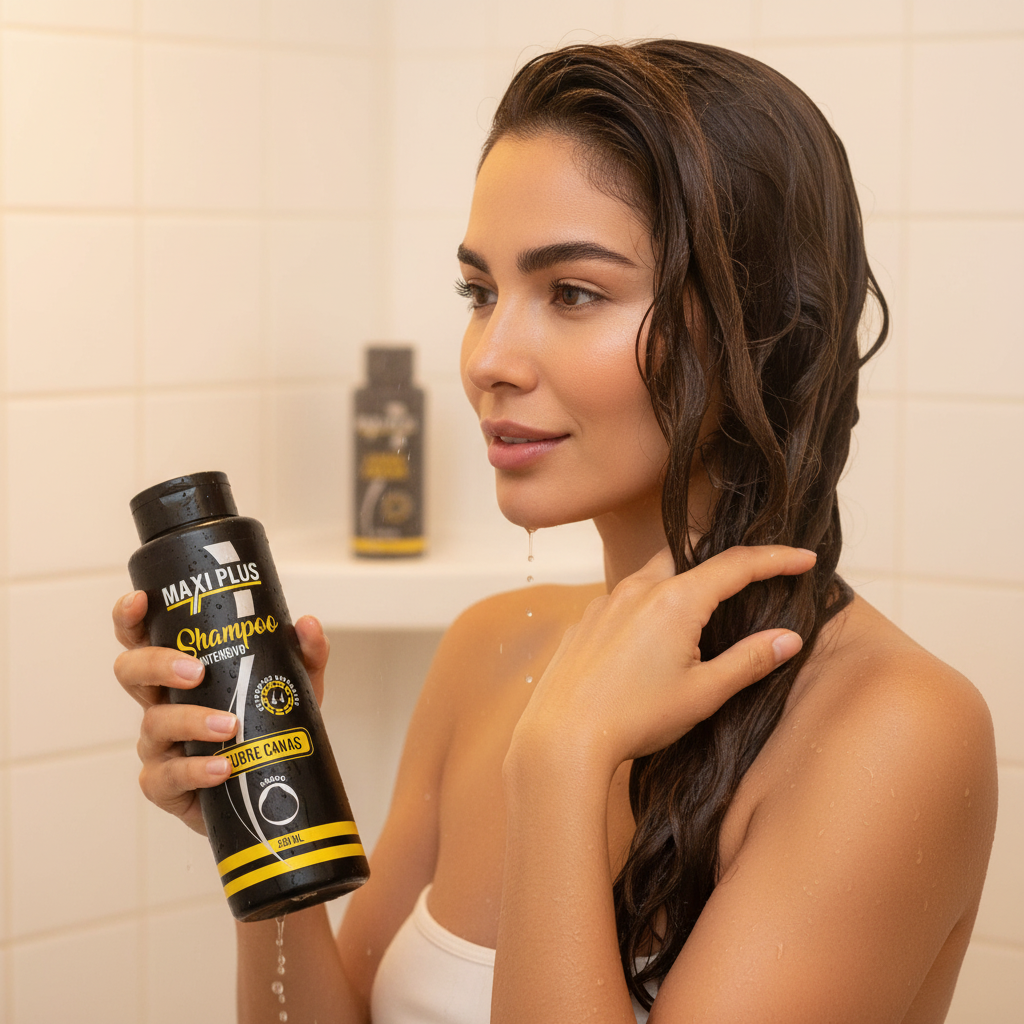 Modelo usando el shampoo
