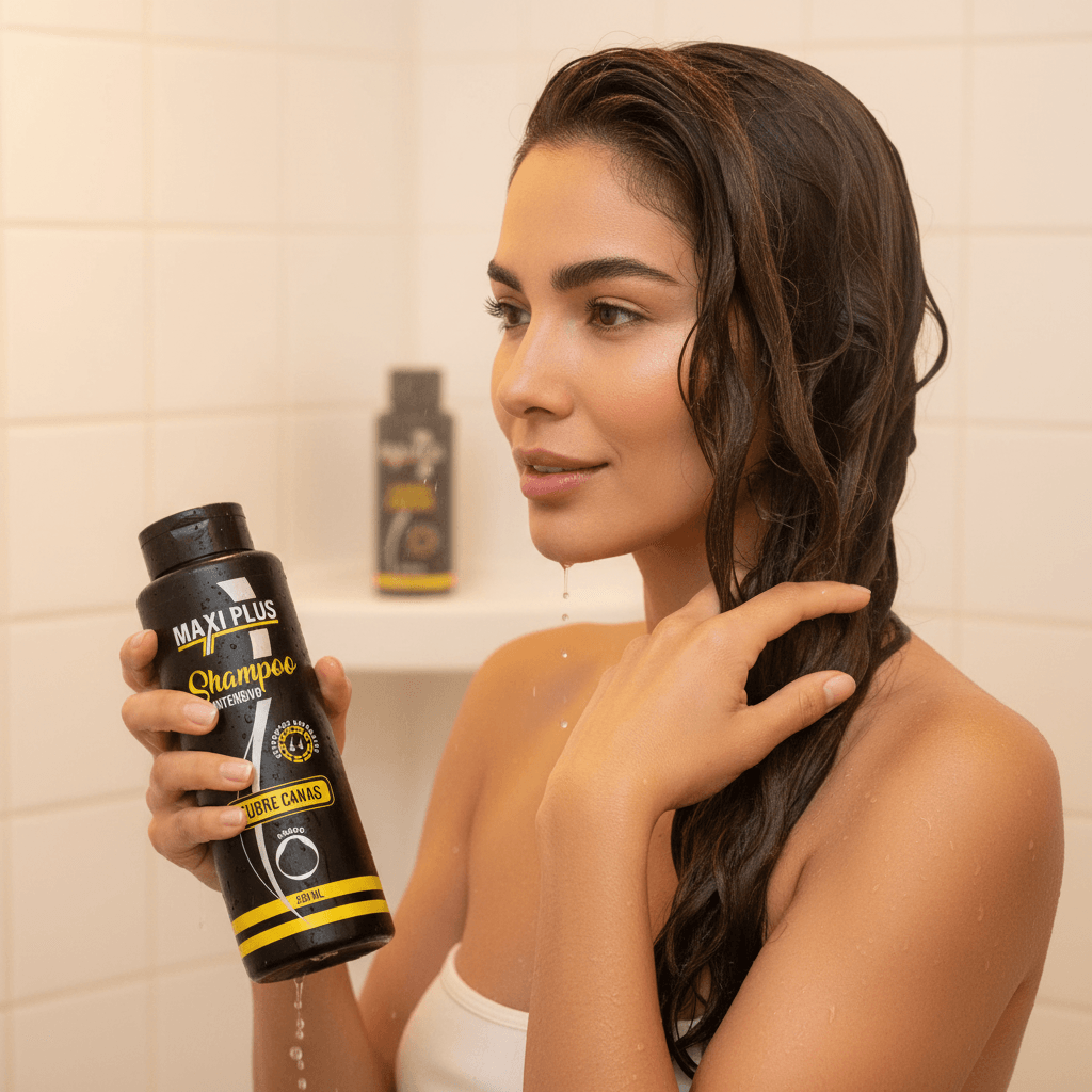 Modelo usando el shampoo