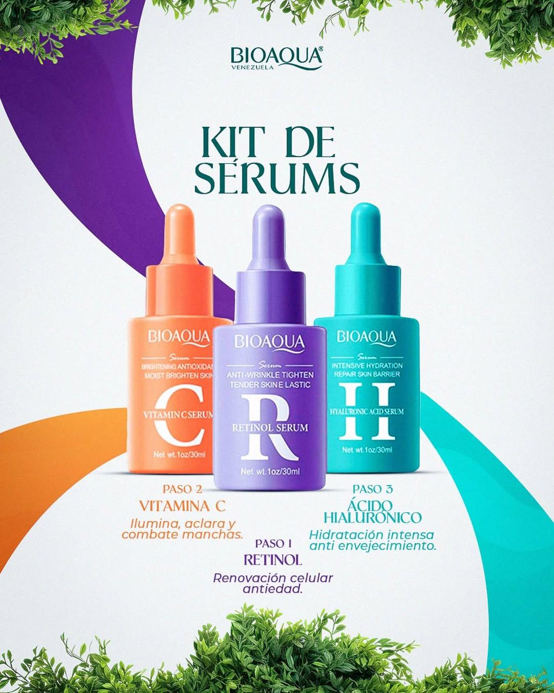 KIT ANTI-EDAD BIOAQUA – TRÍO DE SÉRUMS