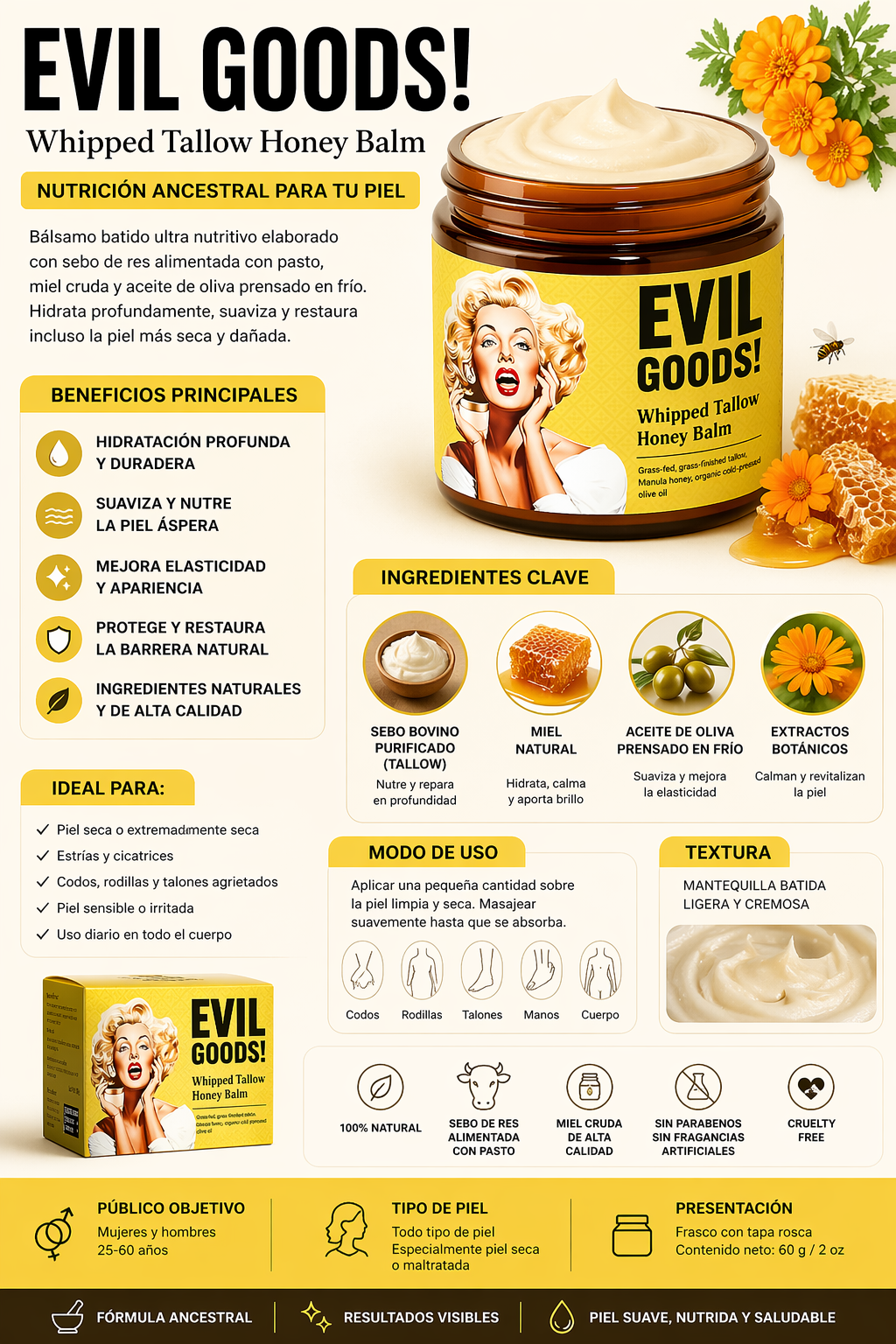 CREMA SEBO DE RES ANTIENVEJECIMIENTO EVIL GOODS