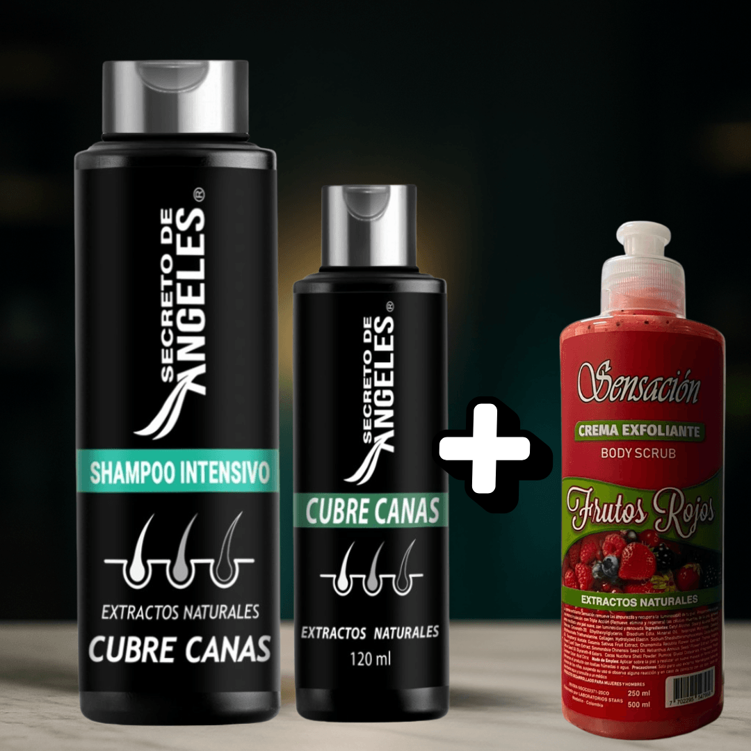SHAMPOO CUBRE CANAS NATURAL + 2 OBSEQUIOS GRATIS – RECUPERA TU COLOR Y BRILLO SIN TINTURAS