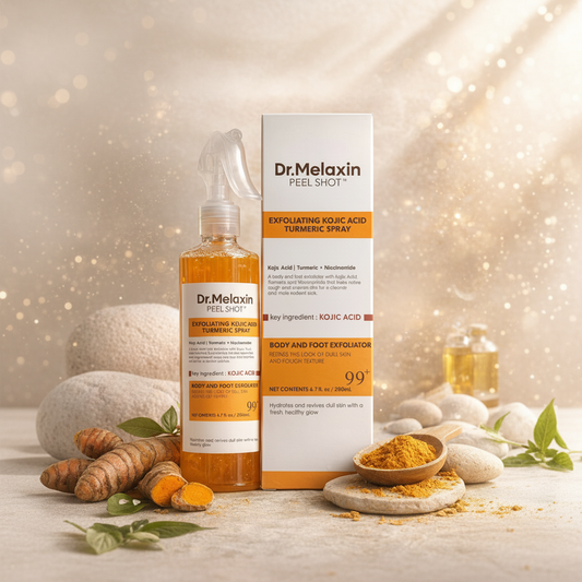 Dr. Melaxin frasco sobre mármol estilo spa