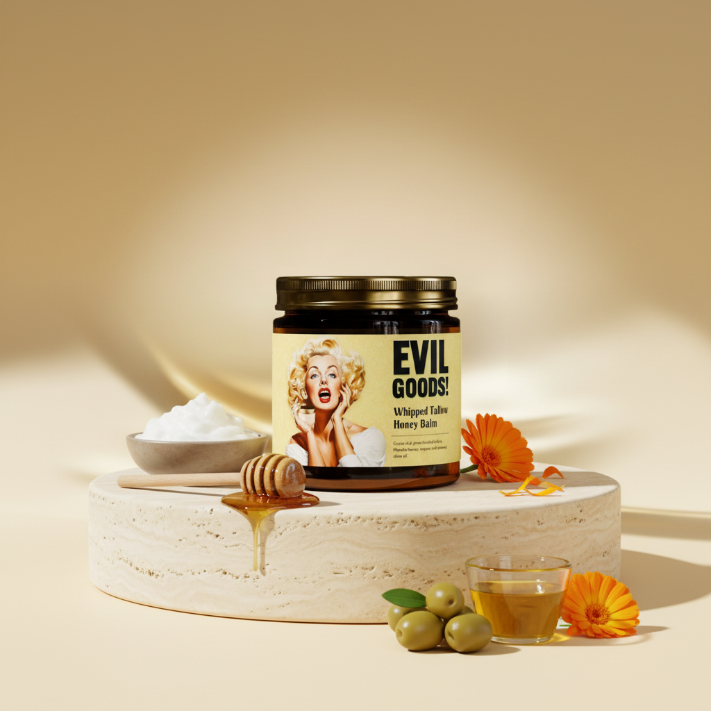 Evil Goods en composición premium con sebo, miel de Manuka, aceite de oliva y caléndula