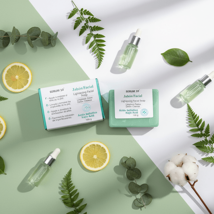JABON FACIAL DETOX ACLARANTE. ACIDOS KOJICO Y SALICILICO. SERUM 10